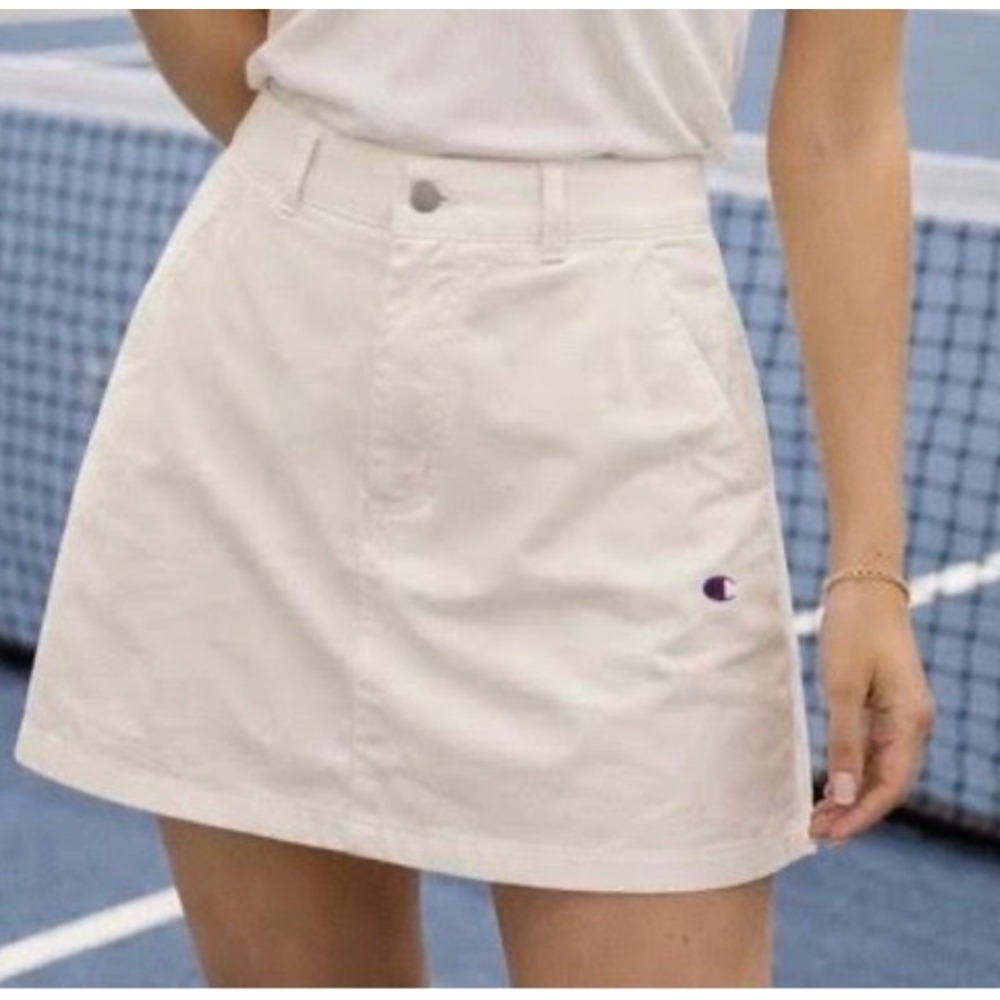 Champion‎ Campus Skirt Unbleached Cotton Mini Off White Womens 6